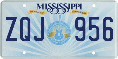 MS license plate ZQJ956