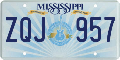 MS license plate ZQJ957