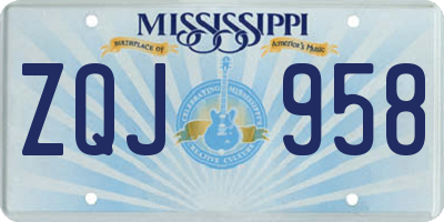 MS license plate ZQJ958