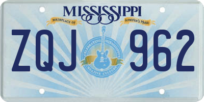 MS license plate ZQJ962