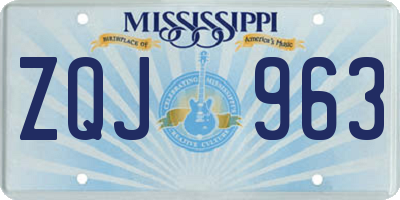 MS license plate ZQJ963