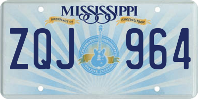 MS license plate ZQJ964