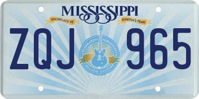 MS license plate ZQJ965