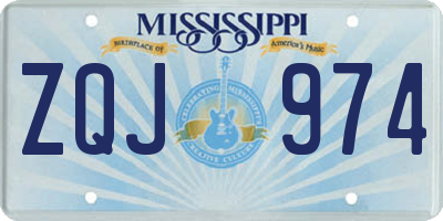 MS license plate ZQJ974