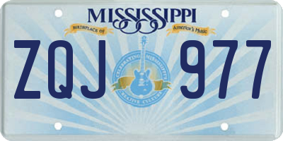 MS license plate ZQJ977