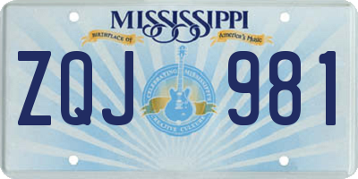 MS license plate ZQJ981