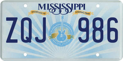 MS license plate ZQJ986