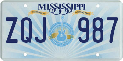 MS license plate ZQJ987