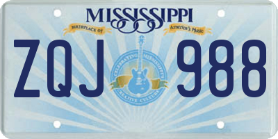 MS license plate ZQJ988