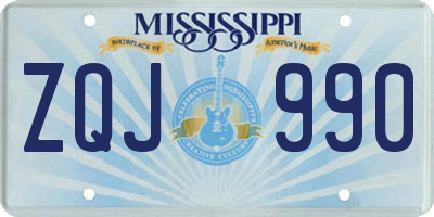 MS license plate ZQJ990