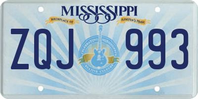 MS license plate ZQJ993