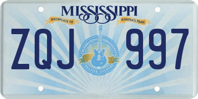 MS license plate ZQJ997