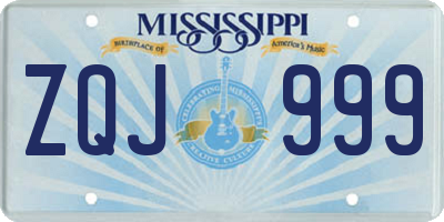 MS license plate ZQJ999