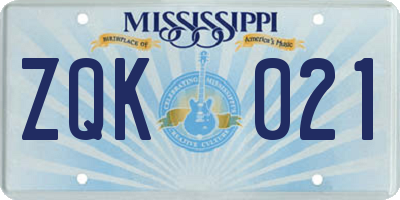 MS license plate ZQK021