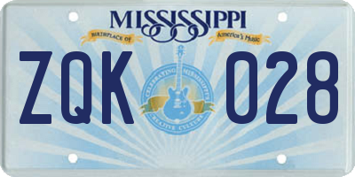 MS license plate ZQK028