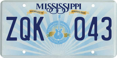 MS license plate ZQK043