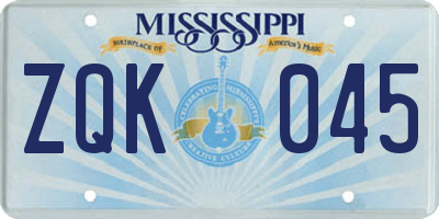 MS license plate ZQK045