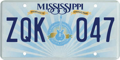MS license plate ZQK047