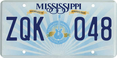 MS license plate ZQK048