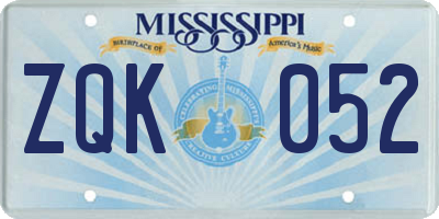 MS license plate ZQK052