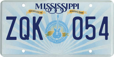 MS license plate ZQK054