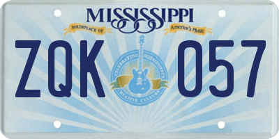 MS license plate ZQK057
