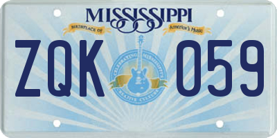MS license plate ZQK059