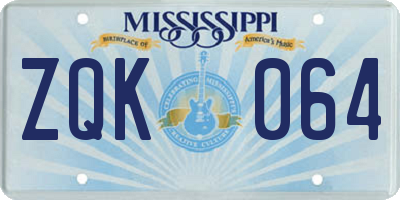 MS license plate ZQK064