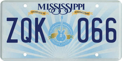 MS license plate ZQK066