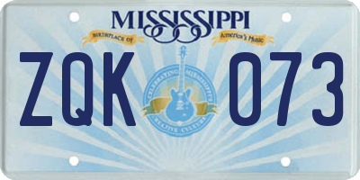 MS license plate ZQK073