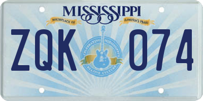 MS license plate ZQK074