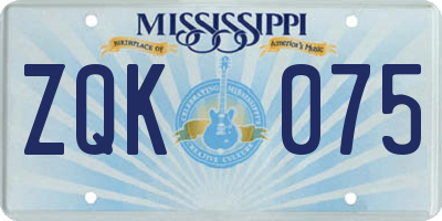 MS license plate ZQK075