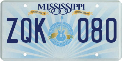 MS license plate ZQK080