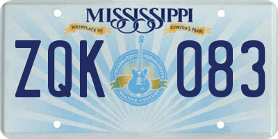 MS license plate ZQK083