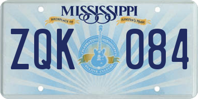 MS license plate ZQK084