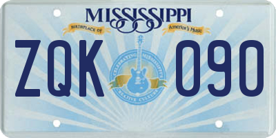 MS license plate ZQK090