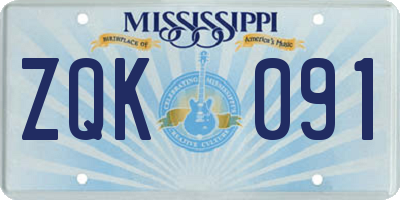 MS license plate ZQK091