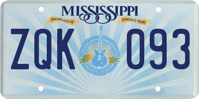 MS license plate ZQK093