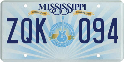 MS license plate ZQK094