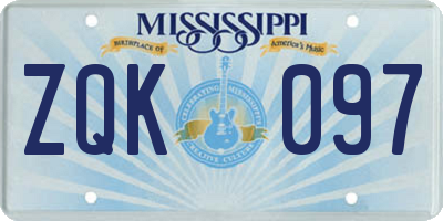 MS license plate ZQK097
