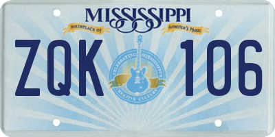 MS license plate ZQK106