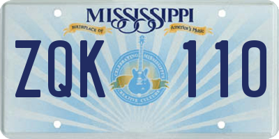 MS license plate ZQK110