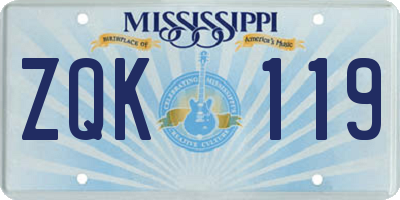 MS license plate ZQK119