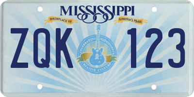 MS license plate ZQK123