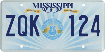 MS license plate ZQK124