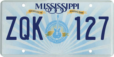 MS license plate ZQK127