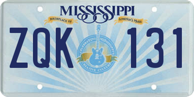MS license plate ZQK131
