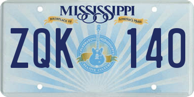 MS license plate ZQK140