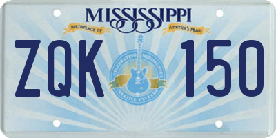 MS license plate ZQK150