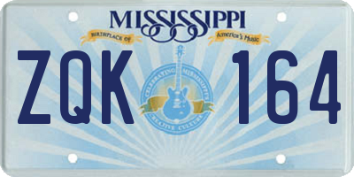 MS license plate ZQK164